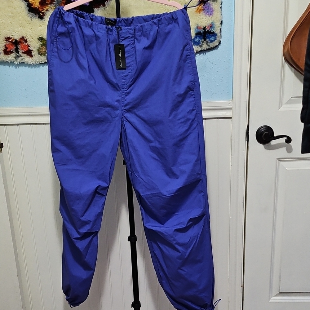 Vibrant Blue Track Pants with Lightweight Fabric and Elastic Waist